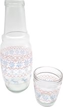 Schenkkan met drinkglas - Transparant - Glazen Waterkan met deksel - Waterkaraf voor Fruitwater - x L - ROOD/BLAUW