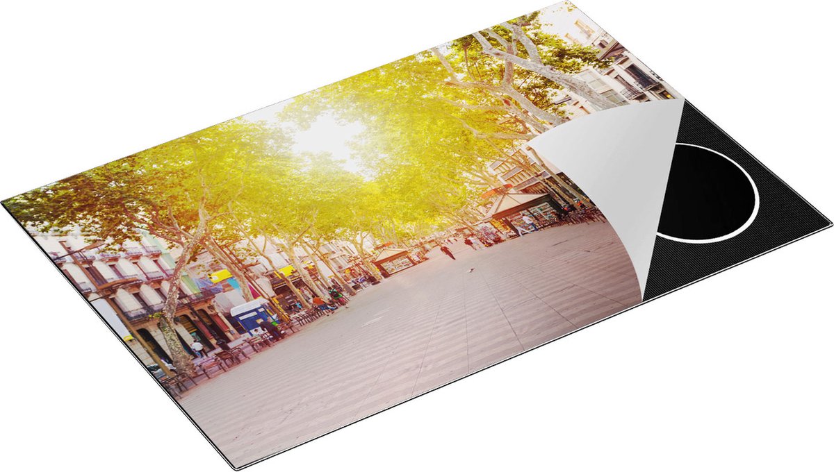 Chefcare Inductie Beschermer De Ramblas Straat in Barcelona - 80x52 cm - Afdekplaat Inductie - Kookplaat Beschermer - Inductie Mat