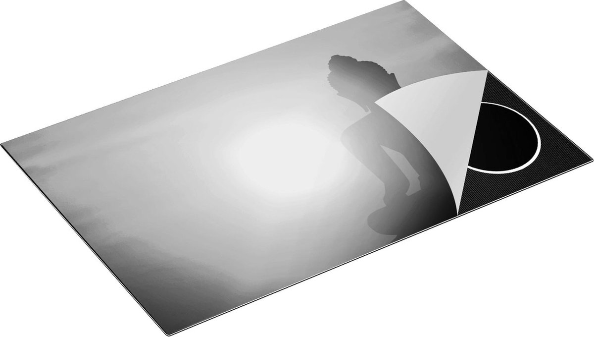 Chefcare Inductie Beschermer Silhouet van een Boeddha Beeld met Zonsondergang - Zwart Wit - 80,2x52,2 cm - Afdekplaat Inductie - Kookplaat Beschermer - Inductie Mat