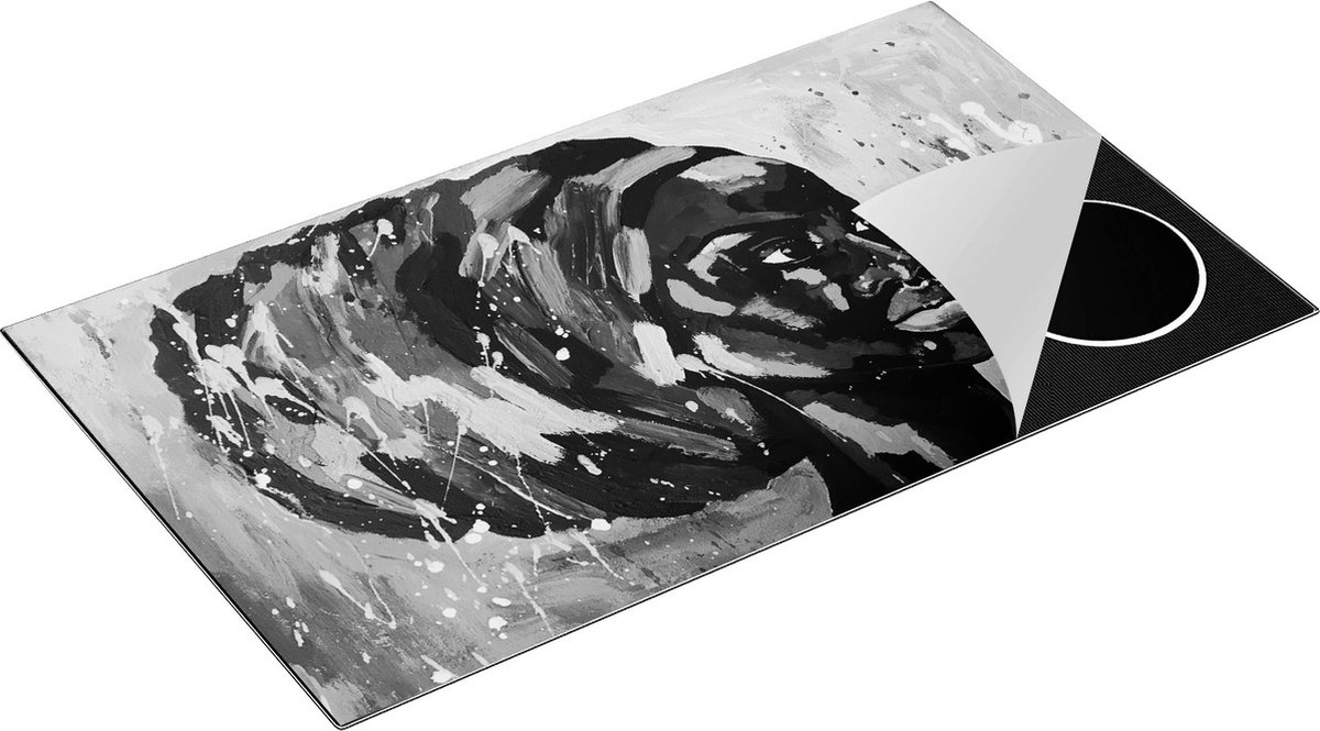 Chefcare Inductie Beschermer Getekende Afrikaanse Vrouw - Abstract - Zwart Wit - 90x55 cm - Afdekplaat Inductie - Kookplaat Beschermer - Inductie Mat