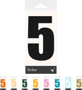 Container Sticker Huisnummer - Cijfer 5 Cijfersticker - Kliko Sticker - Deursticker - Weerbestendig - 10 x 6 cm - Zwart