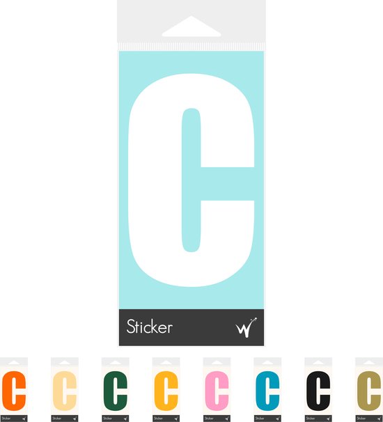 Container Sticker Huisnummer - Letter C Lettersticker - Kliko Sticker - Deursticker - Weerbestendig - 10 x 6 cm - Wit