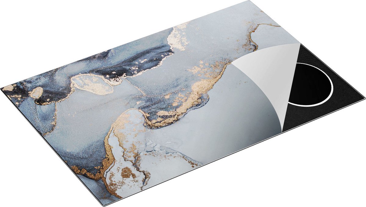 Chefcare Inductie Beschermer Abstracte Kunst Grijs Marmer - 80x55 cm - Afdekplaat Inductie - Kookplaat Beschermer - Inductie Mat