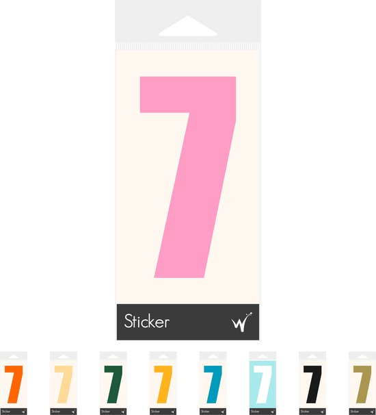 Container Sticker Huisnummer - Cijfer 7 Cijfersticker - Kliko Sticker - Deursticker - Weerbestendig - 10 x 5 cm - Roze