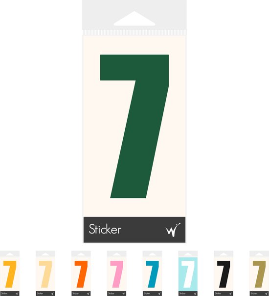 Container Sticker Huisnummer - Cijfer 7 Cijfersticker - Kliko Sticker - Deursticker - Weerbestendig - 10 x 5 cm - Bosgroen