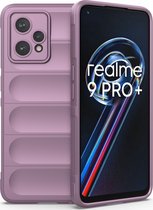 Mobigear Hoesje geschikt voor Realme 9 Pro Plus Telefoonhoesje Flexibel TPU | Mobigear Bumpy Backcover | 9 Pro Plus Case | Back Cover - Paars