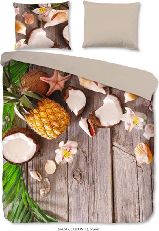Good Morning Coconut - Housse de couette - Simple - 140x200 / 220 cm + 1 taie d'oreiller 60x70 cm - Marron