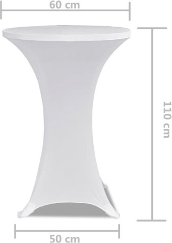 vidaXL Housse de table haute extensible Ø60 cm Wit (2 pièces) - Housse de meuble - Housses de meubles - Housse de table haute - Housses de table haute