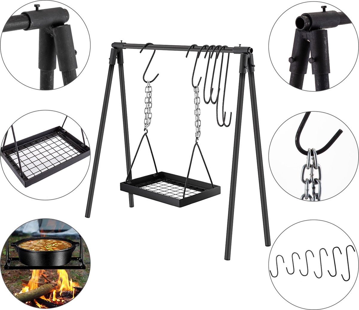 Opvouwbare bbq BBQ schommel Camping Grill Vuurtafel Vuurkorf