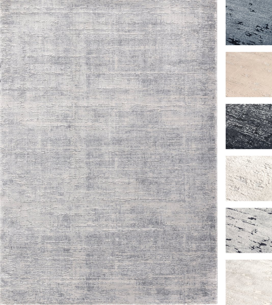 Modern Laagpolig Vloerkleed – 155 X 230 cm – Zilver – Premium Woonkamer Tapijt – Geschikt 