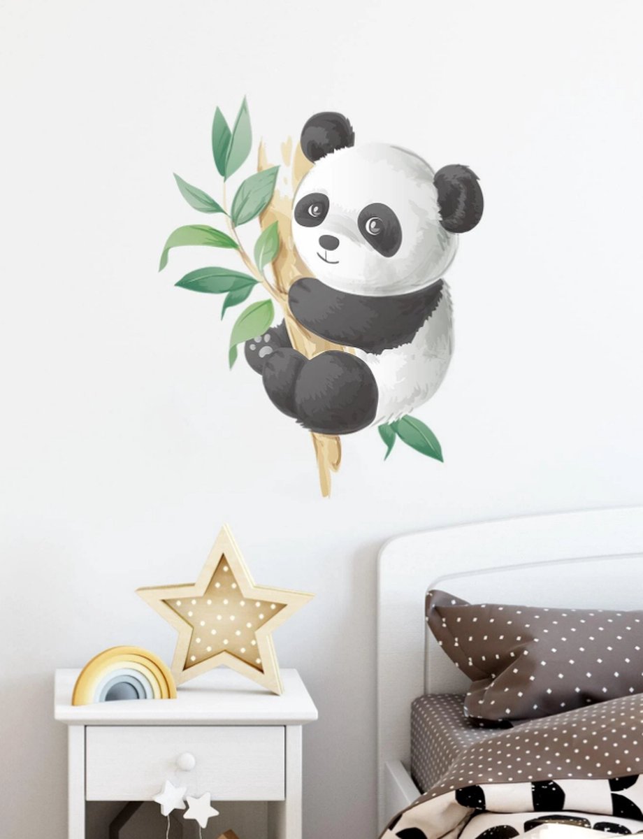 Diamond-Heart Muursticker Kinderkamer Panda Muurdecoratie