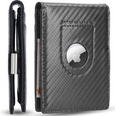 ONYX® Pasjeshouder wallet - Geschikt voor Apple AirTag - Heren Portemonnee - 11 Pasjes + Briefgeld - Carbon Leer - RFID Veilig - Zwart