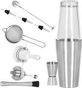 Springos Cocktail Set | 11-Delige Cocktail Shaker Set | Inclusief Cadeauverpakking | RVS | Zilverkleurig