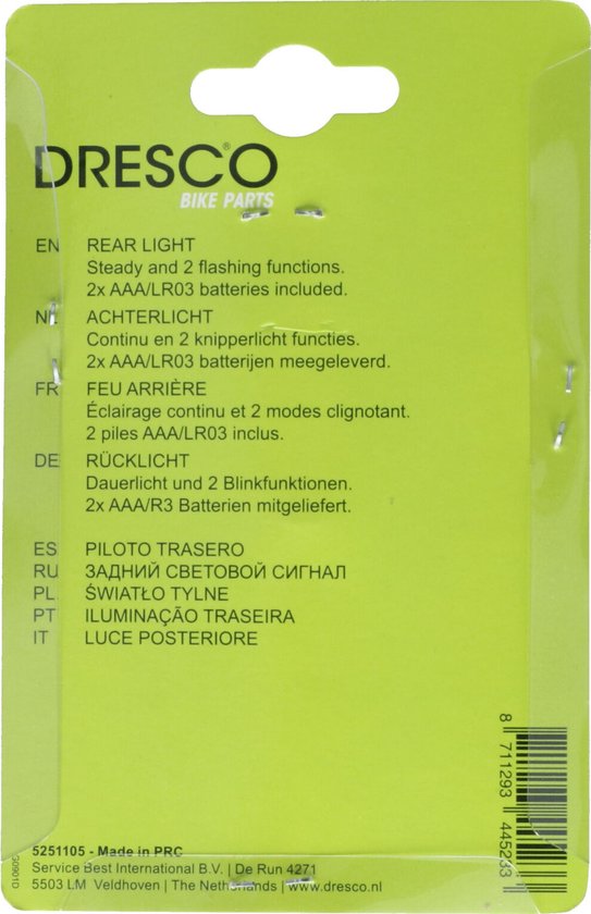 Dresco Achterlicht Fiets 3 Led's - Fietsverlichting led - Achterlicht met Batterij en Knipperlicht van Dresco — afbeelding 5