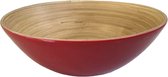 Bamboe schaal 29,5 cm rood - serveerschaal- slakom -saladeschaal- houten schaal
