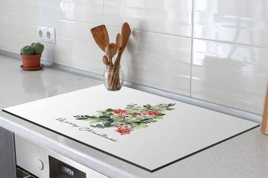 KitchenYeah® Inductie beschermer 81x52 cm - Kerstboom - Waterverf - Quote - Kookplaataccessoires - Afdekplaat voor kookplaat - Inductiebeschermer - Inductiemat - Inductieplaat mat