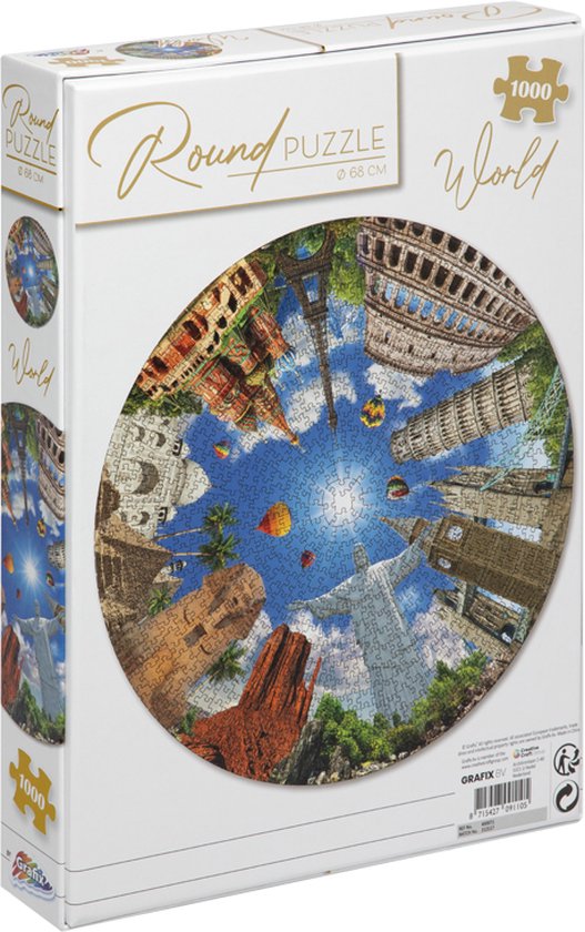 Pinshidai legpuzzel - Ronde puzzel Wereld - 1000 stukjes - De PuzzelGigant.nl