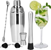 Springos Cocktail Set | 6-Delige Cocktail Shaker Set | Inclusief Cadeauverpakking | RVS | Zilverkleurig