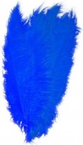 Grote veer/struisvogelveren - 1x - blauw - 50 cm - Carnaval - Sierveren/decoratie veren - Charleston of Pieten veer