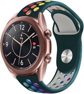 Strap-it Smartwatch bandje sport - geschikt voor Samsung Galaxy Watch 3 41mm / Galaxy Watch 1 42mm / Galaxy Watch Active & Active2 40mm & 44mm / Gear Sport - dennengroen/kleurrijk
