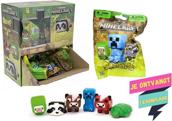 Balle anti-stress Minecraft Blind Bag - 7 cm - 1 sac - Collectionnez les 6  - Pour la