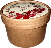 Rond kraft doosje met zeep - Zeep aan touw - Geschenk  -Bedankje -  Diverse gelegenheden - Sticker Thank you - Hugs and kisses