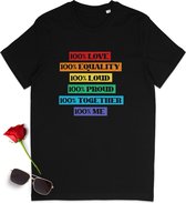 T-shirt Gay Pride - T-shirt Pride - 100% Pride - T-shirt femme avec imprimé - T-shirt homme avec imprimé Pride - Chemise Unisex Pride - Tailles unisexes : SML XL XXL XXXL - Couleurs du t-shirt : Wit et noir.