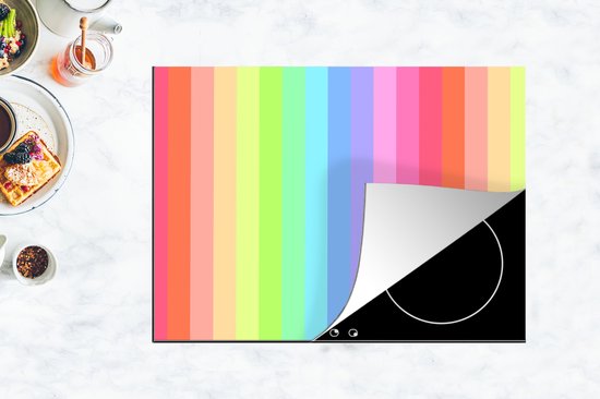 KitchenYeah® Inductie beschermer 77x59 cm - Regenboog - Patronen - Pastel - Kookplaataccessoires - Afdekplaat voor kookplaat - Inductiebeschermer - Inductiemat - Inductieplaat mat