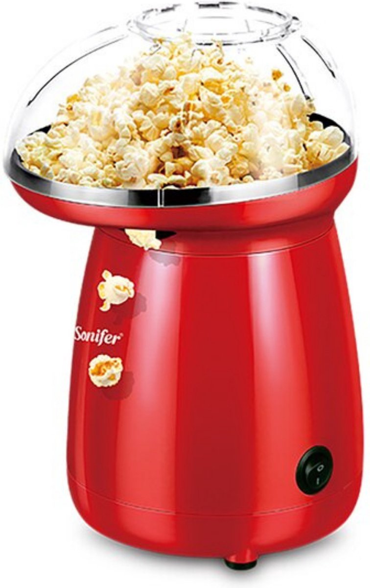 Homezie Popcorn Machine 1200 Watt 25 x 13.5 cm Rood Popcorn Maker Popcorn Popcornpan Popcorn popper Hetelucht Popcornmachine