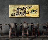 Plexiglas "money never sleeps" afmeting 200x85cm