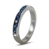 Silventi 9SIL-22103 Zilveren Ring met Zirkonia - Dames - 9 Zirkonia Steentjes - 3 mm - Blauw - Maat 56 - 3,5 mm Breed - Rhodium - Zilver