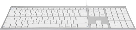 Macally ACEKEYA Super dun bedraad USB-A toetsenbord voor Mac en PC - Wit/Zilverkleurig - US English (QWERTY)