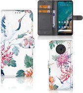 Telefoonhoesje Nokia G50 Wallet Bookcase Bird Flowers