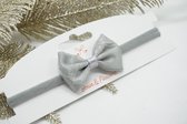Cotton lace nylon regular haarband - Kleur Licht grijs - Haarstrik  - Babyshower - Bows and Flowers