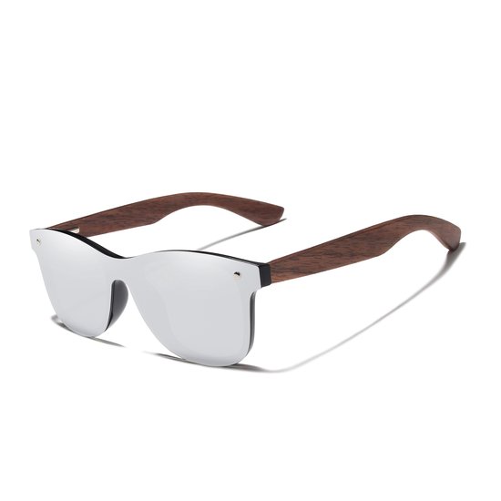 Fler® - NEXTBOSS handgemaakte walnoot zonnebril - Zonnebril met UV400 en polarisatie filter - Walnoot/Grijs - FL842 van Fler — afbeelding 2