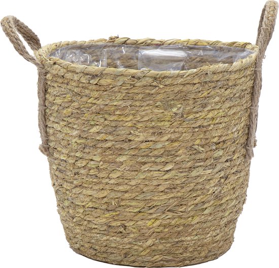 Oneiro Luxe Bloempot HAYDEN SWIRL BASKET NATURAL D18H16 – hotel chique - binnen ––– accessoires – tuin – decoratie – bloemen – mat – glans – industrieel - droogbloemen - Buiten bloempot - tuin - tuinieren