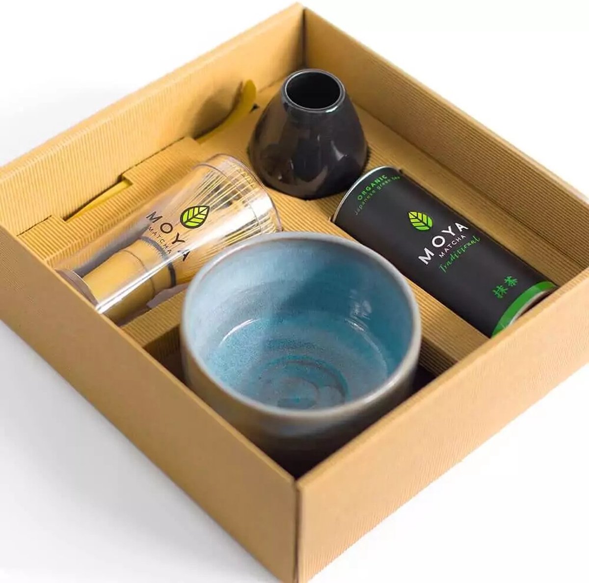 Premium Coffret Moya Matcha thé vert en poudre, 30 g de Matcha Ceremonie  (I) + Bol + Fouet + Porte Fouet + Cuillère