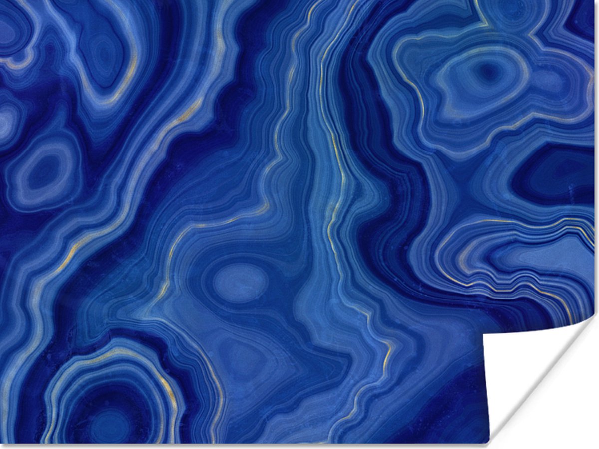 Poster Blauw - Agaat - Stenen - 120x90 cm