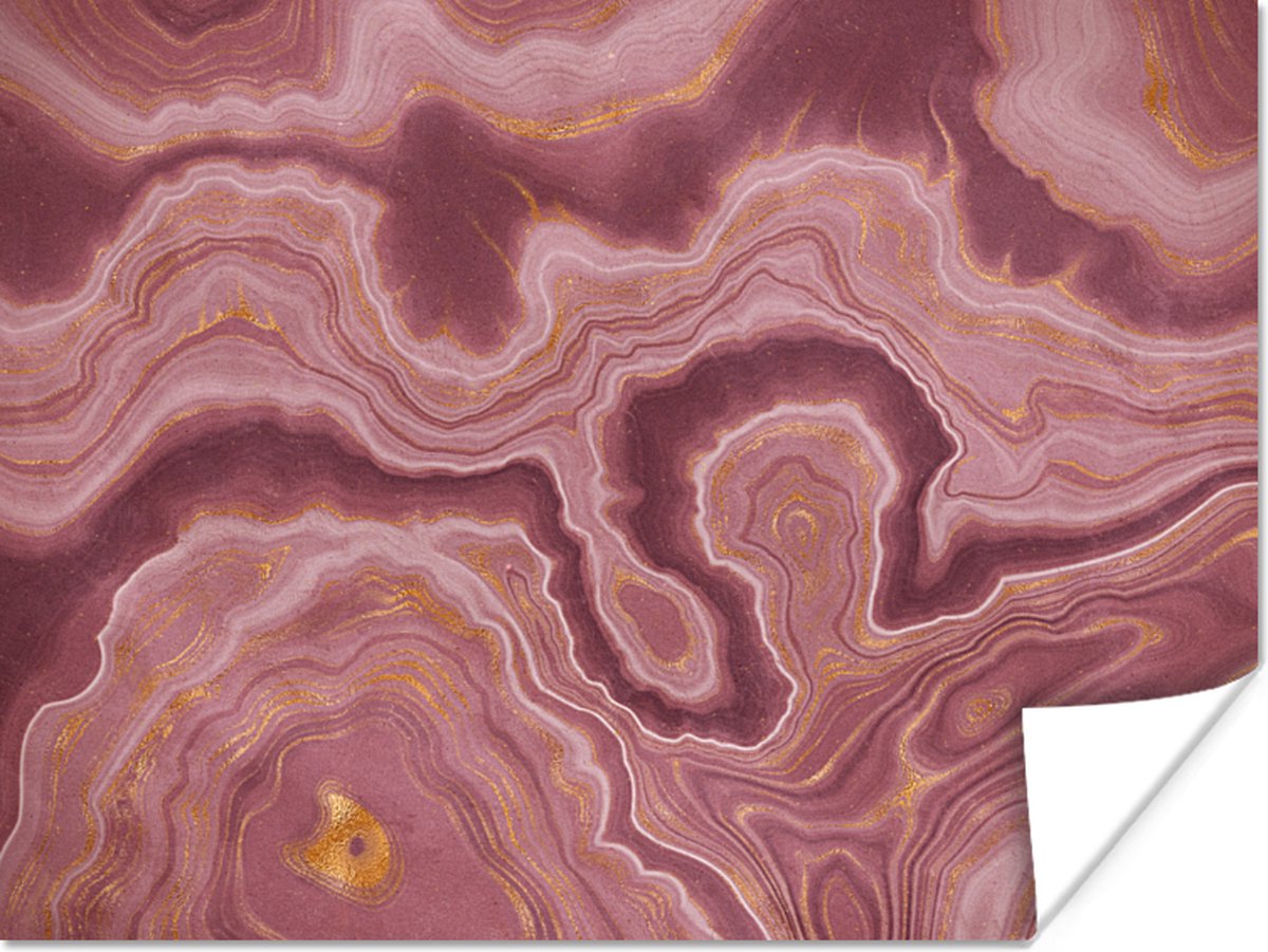 Poster Agaat - Abstract - Stenen - Roze - 120x90 cm