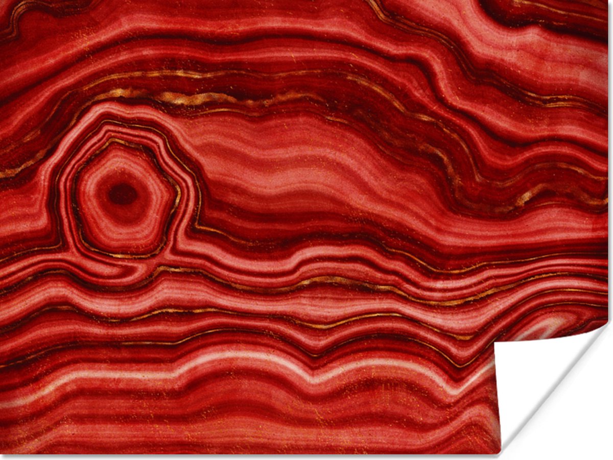 Poster Rood - Agaat - Edelstenen - 120x90 cm