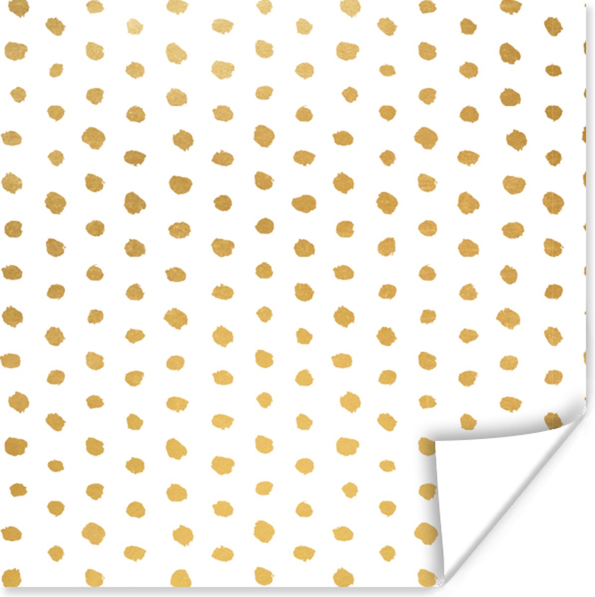 Poster Goud - Wit - Stippen - Patronen - 75x75 cm