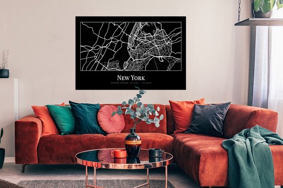 Poster Carte - New York - Plan de la ville - Plan d'étage - 120x80 cm