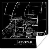 Poster Carte - Carte - Lelystad - Plan de la ville - 75x75 cm