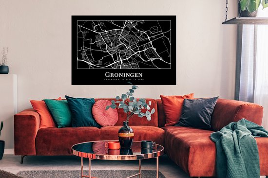 Affiche Groningue - Plan d'étage - Carte - Plan de la ville - 120x90 cm