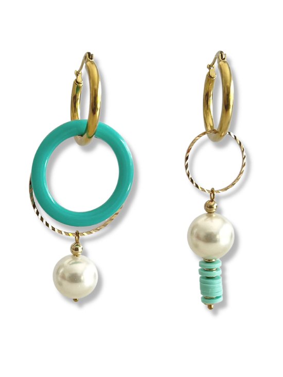 Zatthu Jewelry - N22SS465 - Boucles d'oreilles Isez Versatile Turquoise Hoop