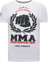 T-shirt Heren met Print - MMA Fighter - Wit