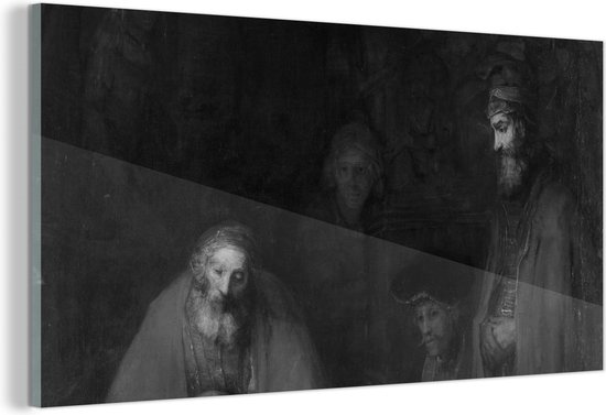 Glasschilderij - De verloren zoon - Rembrandt van Rijn - 40x20 cm
