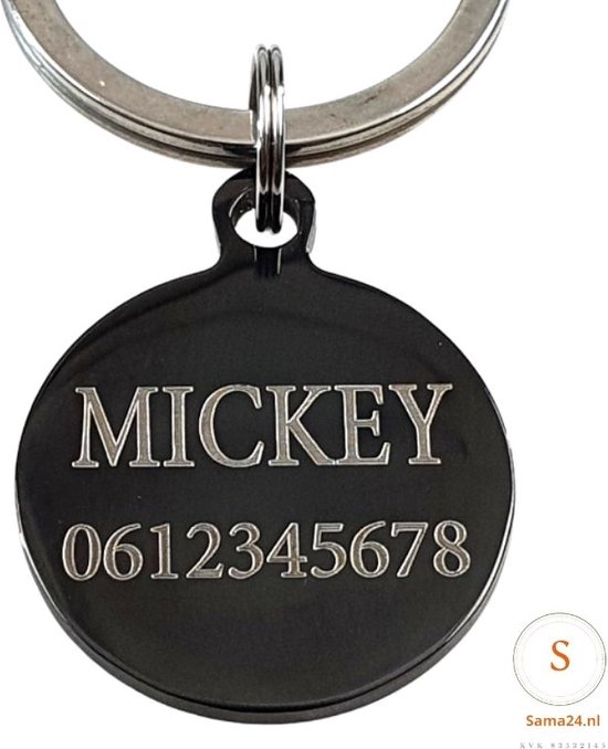 Dierenpenning Titanium rond 25 mm | Hondenpenning | Kattenpenning met naam