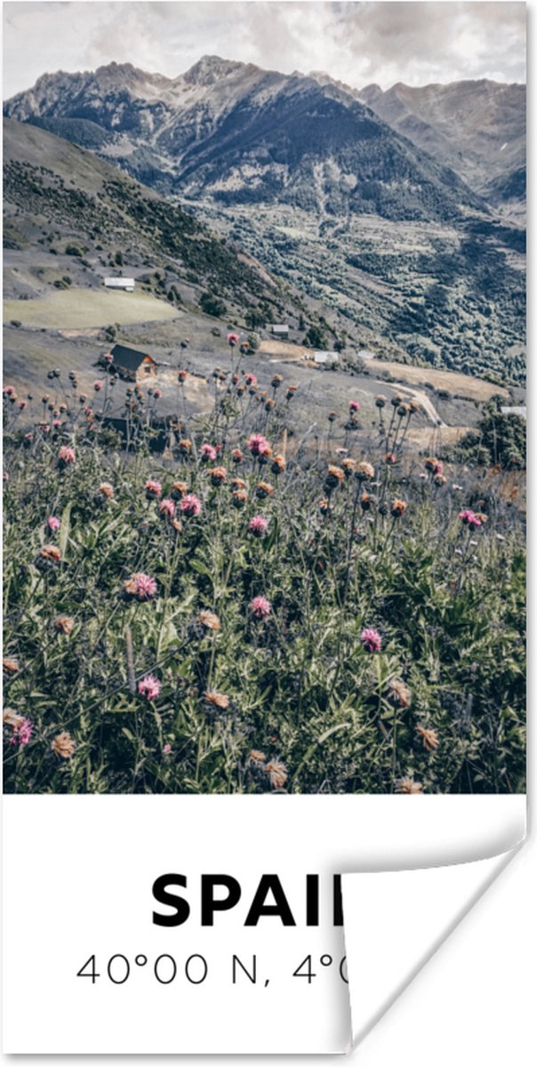 Poster Spanje - Bergen - Bloemen - 80x160 cm