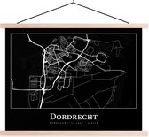 Posterhanger incl. Poster 120x90 cm - Schoolplaat - Kaart - Dordrecht - Plattegrond - Stadskaart - Textielposter - Blanke latten - Plattegrond
